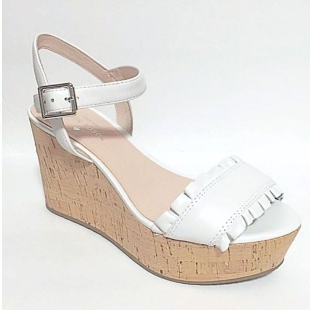 NWOB Kate Spade New York Tomas Ruffle Leather Wedge Sandal - Picture 2 of 5